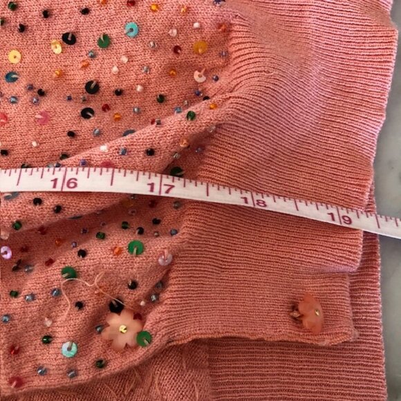 CYNTHIA STEFFE Bead Sequin Coral 3/4 Sleeve Twin Set Medium Vintage - Picture 17 of 17